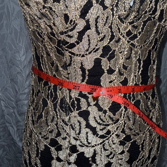 black and gold body con formal prom halter fitted size small bridesmaid dress - Picture 8 of 11